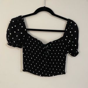 Aritzia Wilfred Polka Dot Smocked Blouse